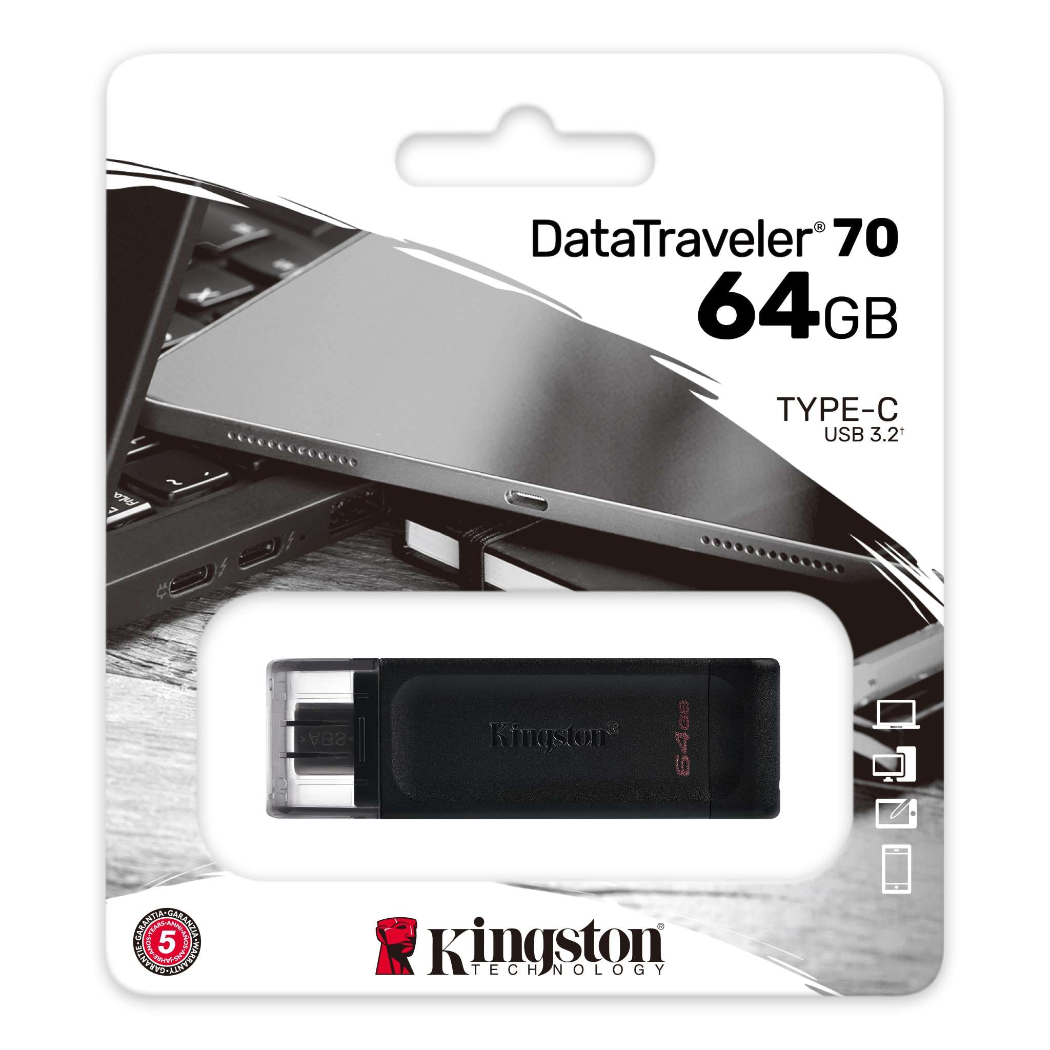 USB memorija KINGSTON DataTraveler 70 (USB 3.2 Gen 1 (3.1 Gen 1), 64 GB) crna-6